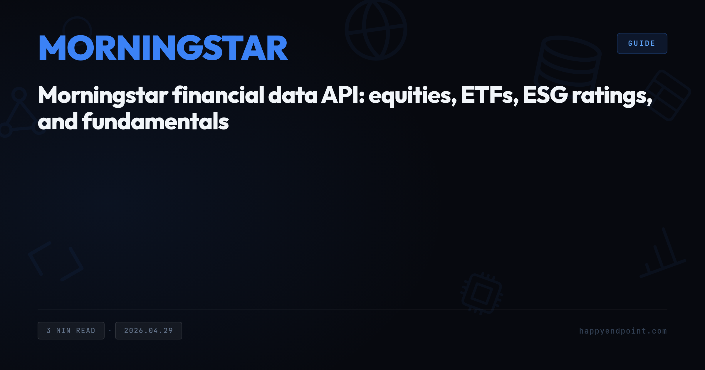 Morningstar financial data API: equities, ETFs, ESG ratings, and fundamentals